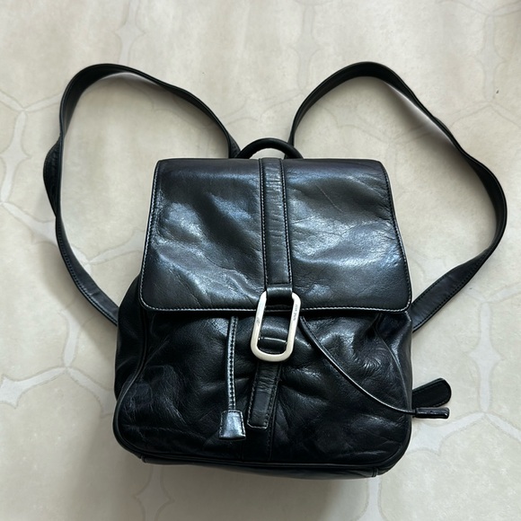 Nine West Retro Mini Leather Top Flap Draw String Backpack - Picture 1 of 16